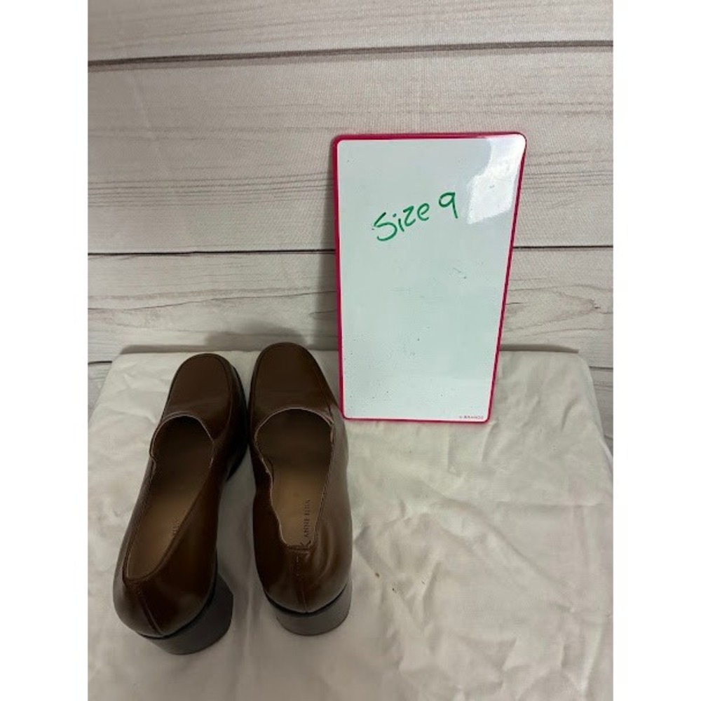 Anne Klein AK Womens Brown Leather Square Toe Block Heel Loafer Pumps Size 9 - Picture 7 of 7